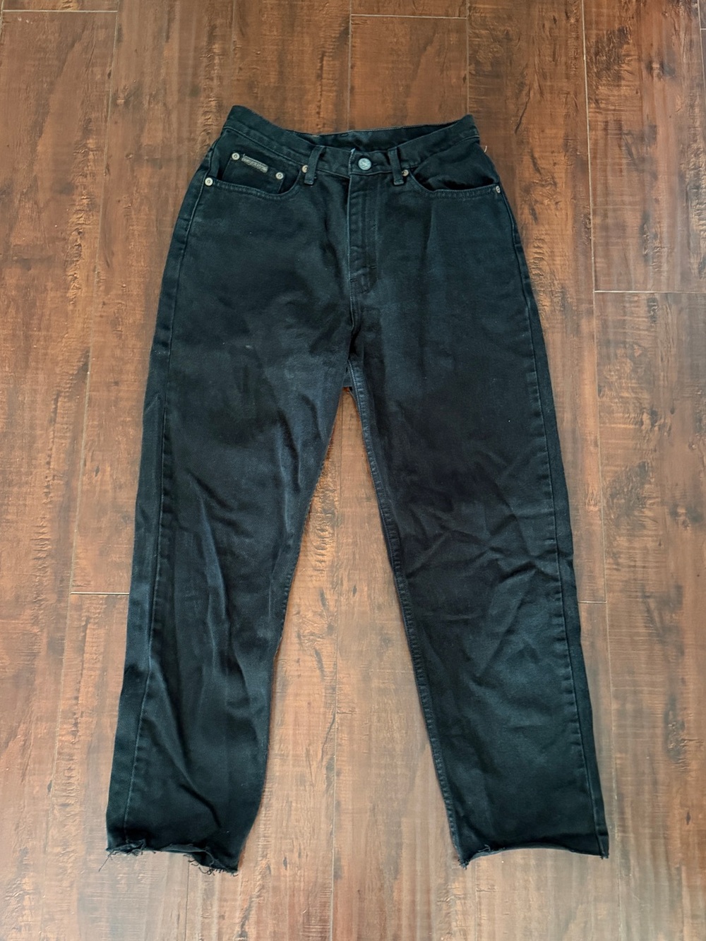 Vintage Calvin Klein Raw Hem Black High-Waist Straight Jeans